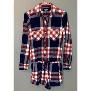 Aerie Long Sleeve Flannel Romper with Pockets Size S/P